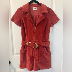 Elegant Red Belted Women's Dress